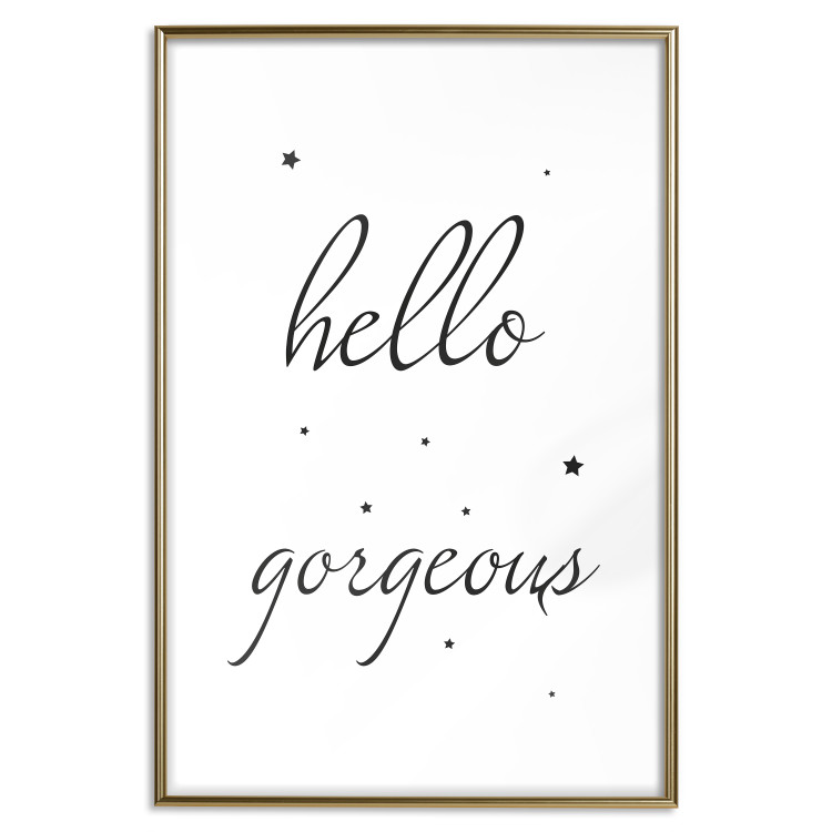 Poster Hello Gorgeous - black English text with stars on white background 129592 additionalImage 14