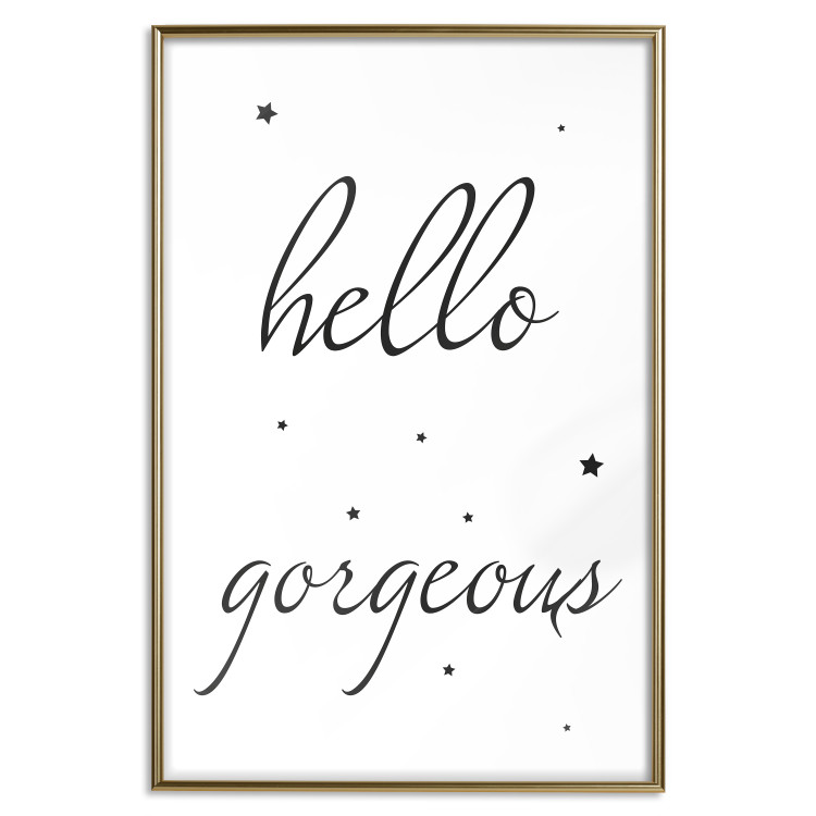 Poster Hello Gorgeous - black English text with stars on white background 129592 additionalImage 17