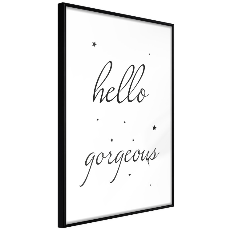 Poster Hello Gorgeous - black English text with stars on white background 129592 additionalImage 6