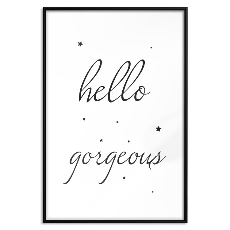 Poster Hello Gorgeous - black English text with stars on white background 129592 additionalImage 15