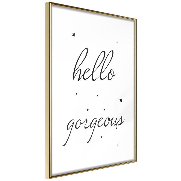 Poster Hello Gorgeous - black English text with stars on white background 129592 additionalImage 7
