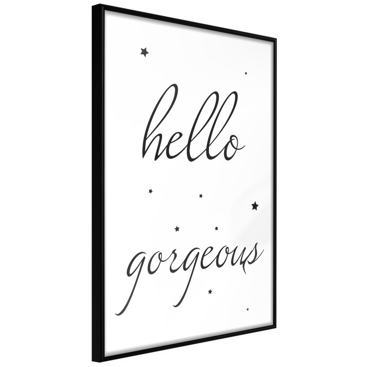 Poster Hello Gorgeous - black English text with stars on white background 129592 additionalImage 11