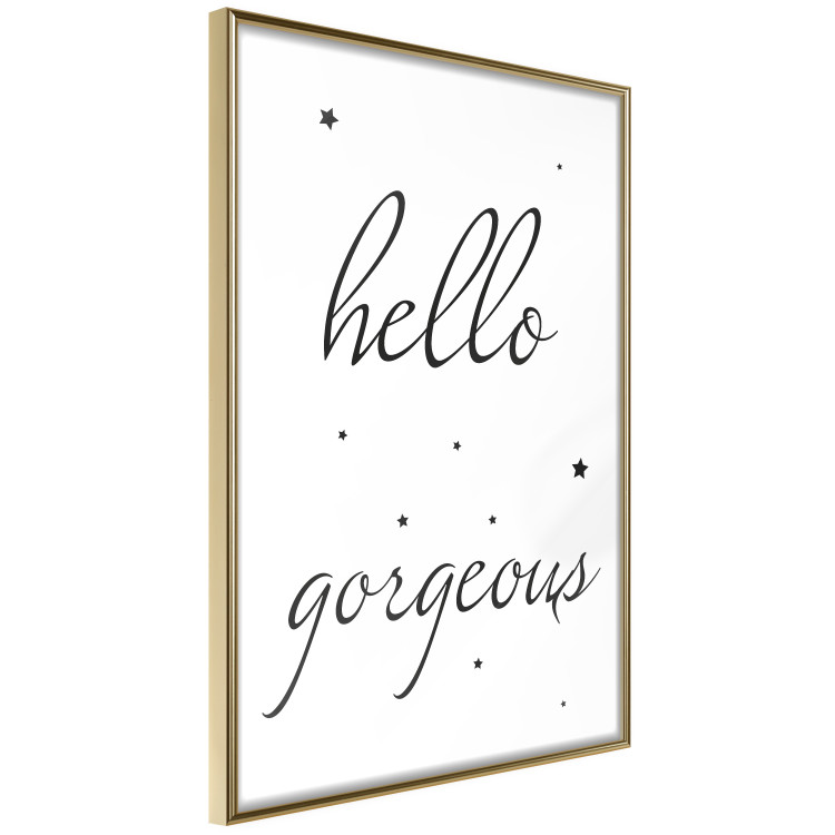 Poster Hello Gorgeous - black English text with stars on white background 129592 additionalImage 12