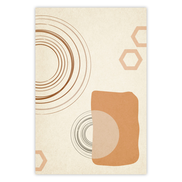Poster Sand Castles - abstract composition of circles and figures on a beige background 131792