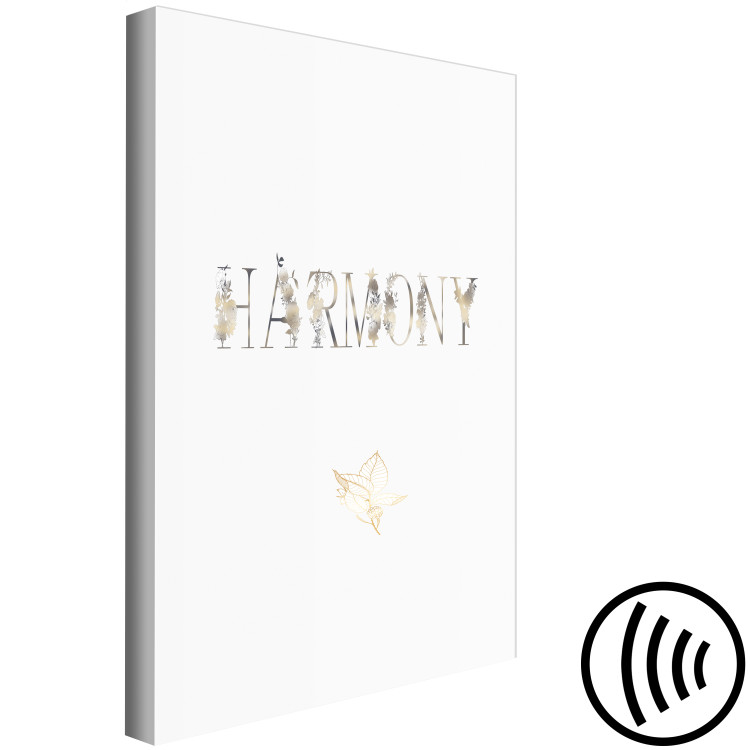Canvas Print Harmony (1-piece) Vertical - inscription with golden floral accents 131892 additionalImage 6