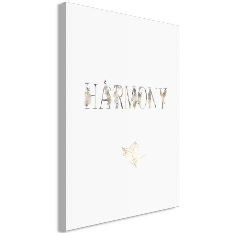 Canvas Print Harmony (1-piece) Vertical - inscription with golden floral accents 131892 additionalImage 2