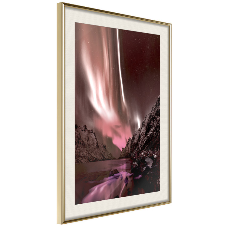 Poster Senna Land - night landscape of pink aurora surrounded by mountains 132092 additionalImage 3