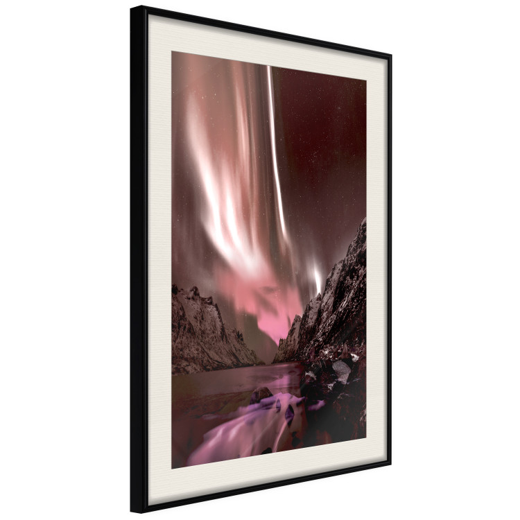 Poster Senna Land - night landscape of pink aurora surrounded by mountains 132092 additionalImage 2