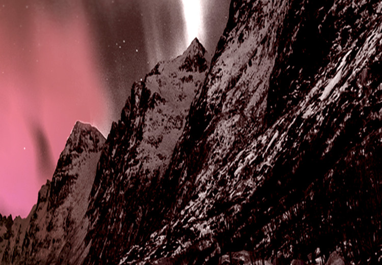 Poster Senna Land - night landscape of pink aurora surrounded by mountains 132092 additionalImage 11
