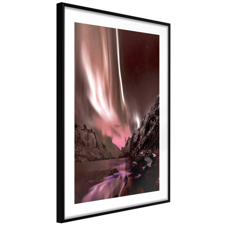 Poster Senna Land - night landscape of pink aurora surrounded by mountains 132092 additionalImage 8