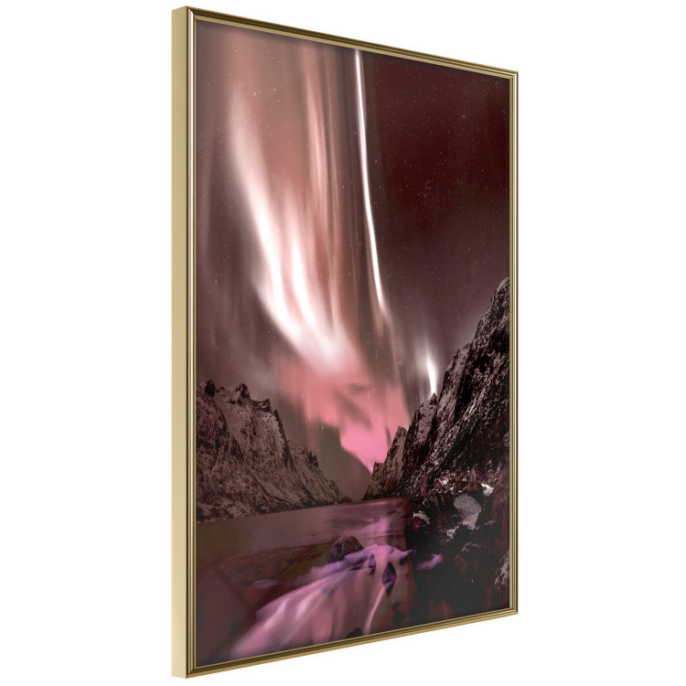 Poster Senna Land - night landscape of pink aurora surrounded by mountains 132092 additionalImage 14