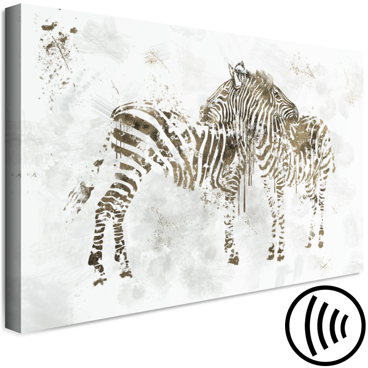 Canvas Print In Love Zebras (1-piece) Wide - animals on a smoky background 134392 additionalImage 6