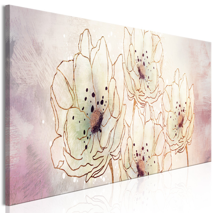 Canvas Art Print Cold Flowers - Four White Flowers on a Purple-White, Worn Background 135092 additionalImage 2