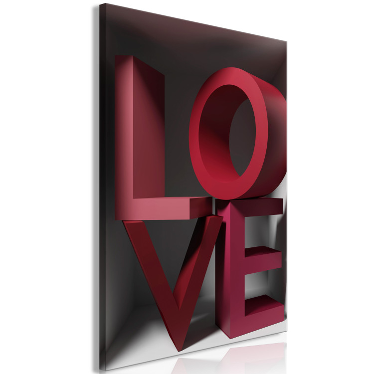 Canvas Print Love in Reds (1-piece) Vertical - English 3D text 135392 additionalImage 2