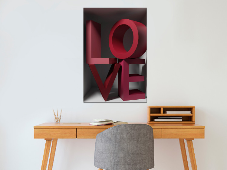 Canvas Print Love in Reds (1-piece) Vertical - English 3D text 135392 additionalImage 3