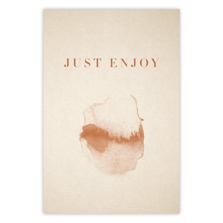 Wall Poster Just Enjoy - English texts and watercolor pattern on a beige background 135592