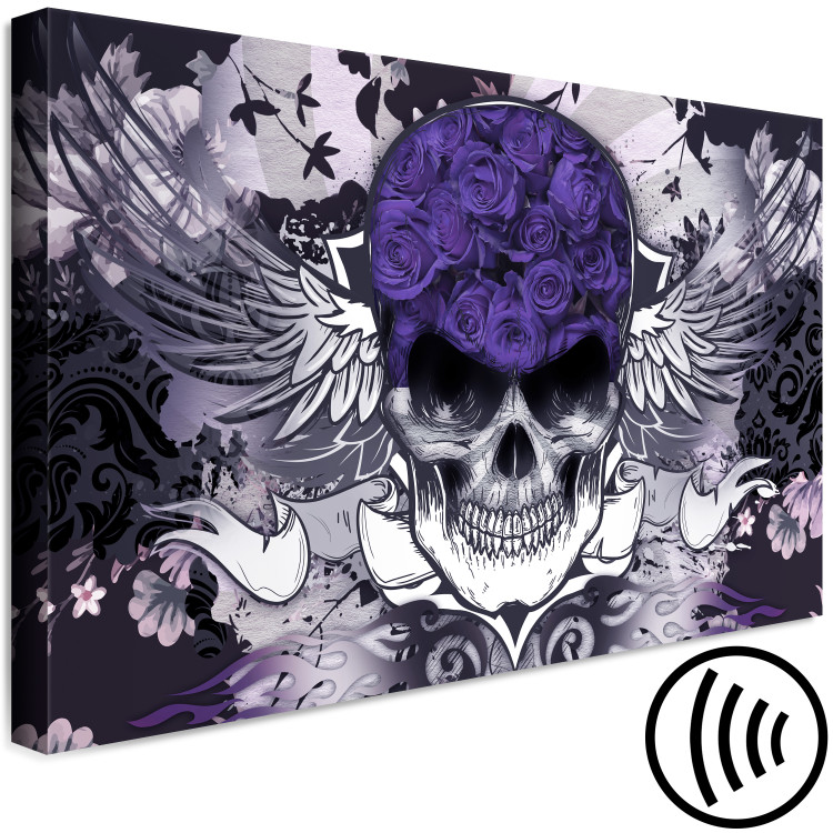 Canvas Art Print Bad Angel (1-piece) wide - abstraction with skull and flowers 138592 additionalImage 6