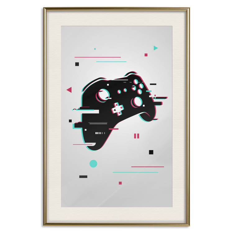 Poster Cyberpad - black controller pattern with colorful effects on a white background 138692 additionalImage 21