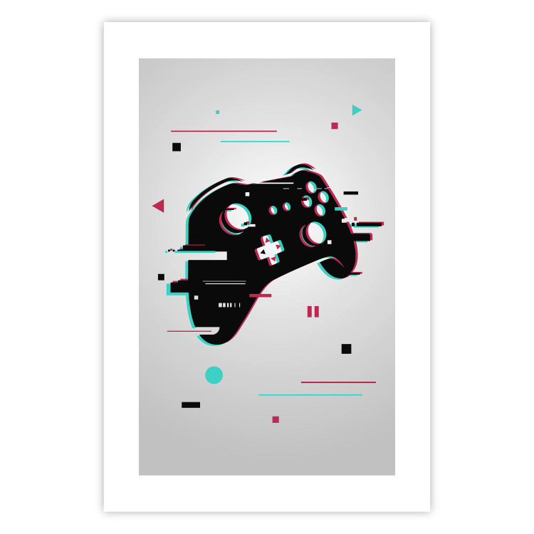 Poster Cyberpad - black controller pattern with colorful effects on a white background 138692 additionalImage 27