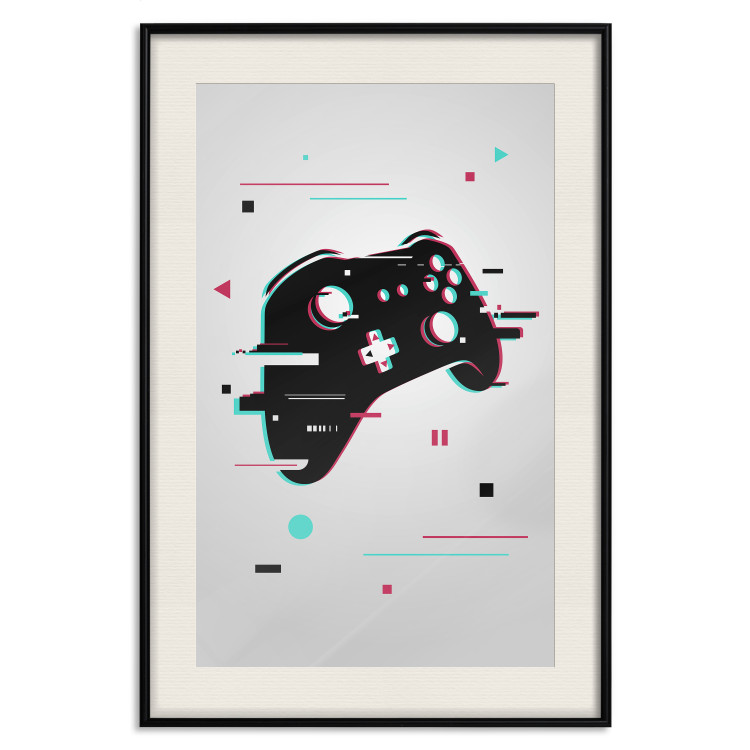 Poster Cyberpad - black controller pattern with colorful effects on a white background 138692 additionalImage 23