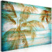 Canvas Art Print Palms in Gold (1-piece) - warm landscape with palm trees and boards in the background 142692 additionalThumb 2