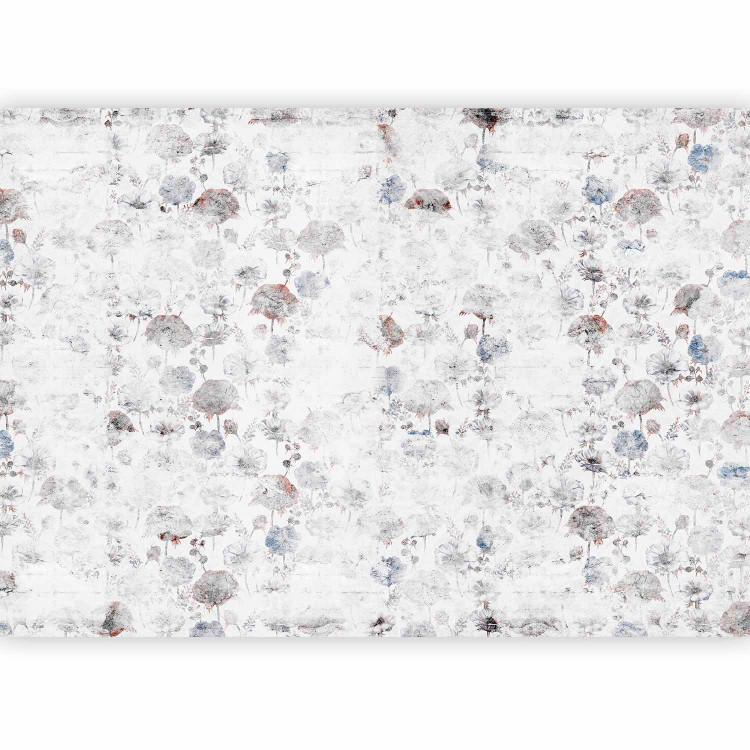 Photo Wallpaper Grey faded flowers - retro floral motif on white background 142992 additionalImage 5