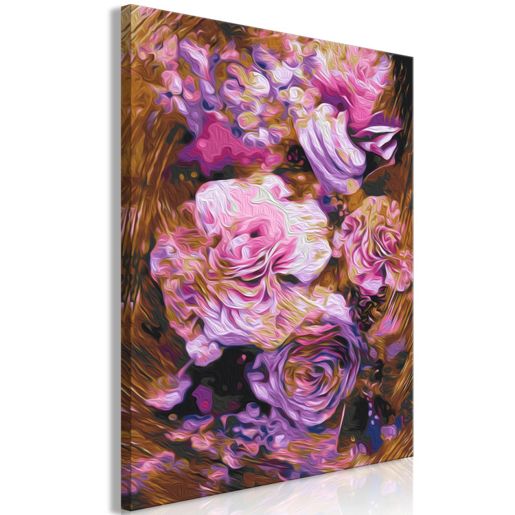 Paint by number Vintage Bouquet - Violet, Pink and Powdery Flowers on a Brown Background 146192 additionalImage 4