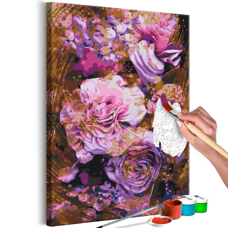 Paint by number Vintage Bouquet - Violet, Pink and Powdery Flowers on a Brown Background 146192 additionalImage 6