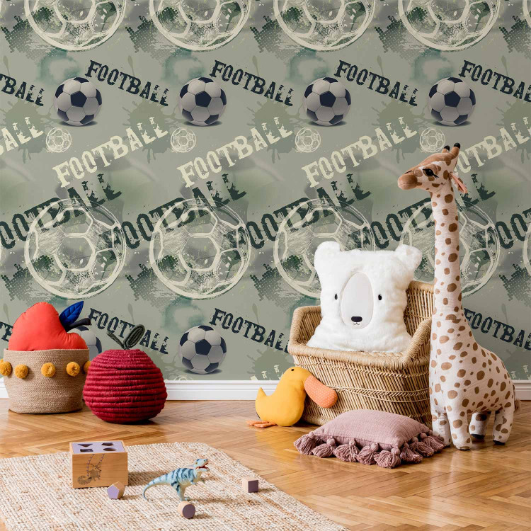 Modern Wallpaper For a Sports Lover - Graphics and Inscriptions with a Football - Green 146292 additionalImage 8