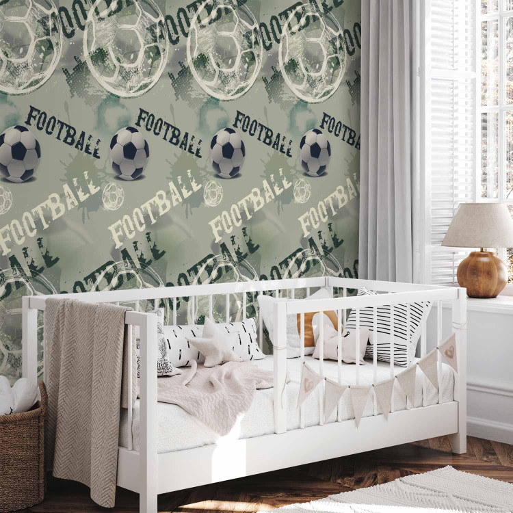 Modern Wallpaper For a Sports Lover - Graphics and Inscriptions with a Football - Green 146292 additionalImage 4