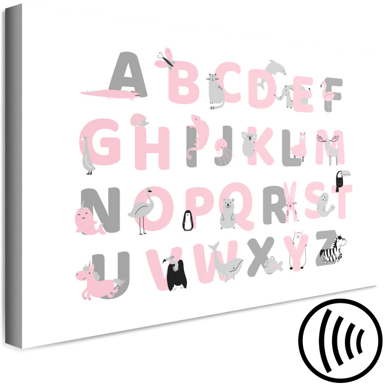 Canvas Print English Alphabet for Children - Pink and Gray Letters with Animals 146492 additionalImage 6