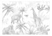 Photo Wallpaper Tropical Safari - Wild Animals in Grays on a White Background 146592 additionalThumb 1