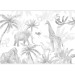 Photo Wallpaper Tropical Safari - Wild Animals in Grays on a White Background 146592 additionalThumb 3