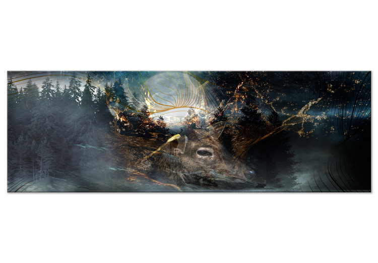 Canvas Deer (1-piece) - woodland animal against a dark forest and moon backdrop 148892