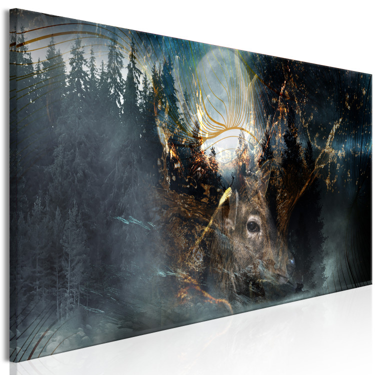 Canvas Deer (1-piece) - woodland animal against a dark forest and moon backdrop 148892 additionalImage 2