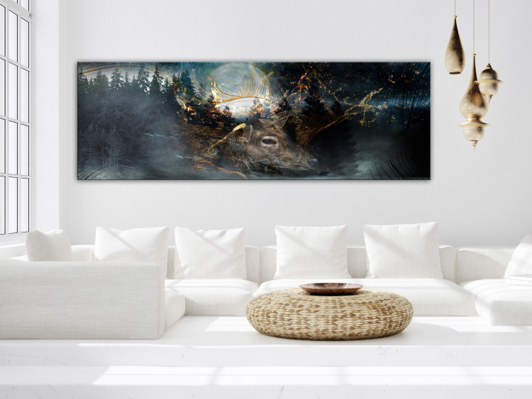 Canvas Deer (1-piece) - woodland animal against a dark forest and moon backdrop 148892 additionalImage 3