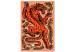 Canvas Red Tiger (1-piece) - wild cat in leaves on a salmon background 149692