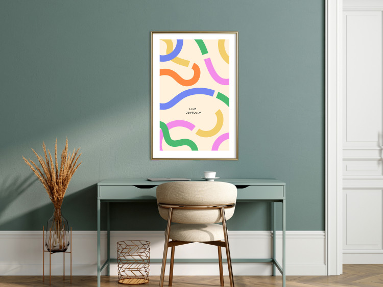 Wall Poster Abstract Shapes - Pastel Waves Scattered on a Beige Background 149892 additionalImage 18