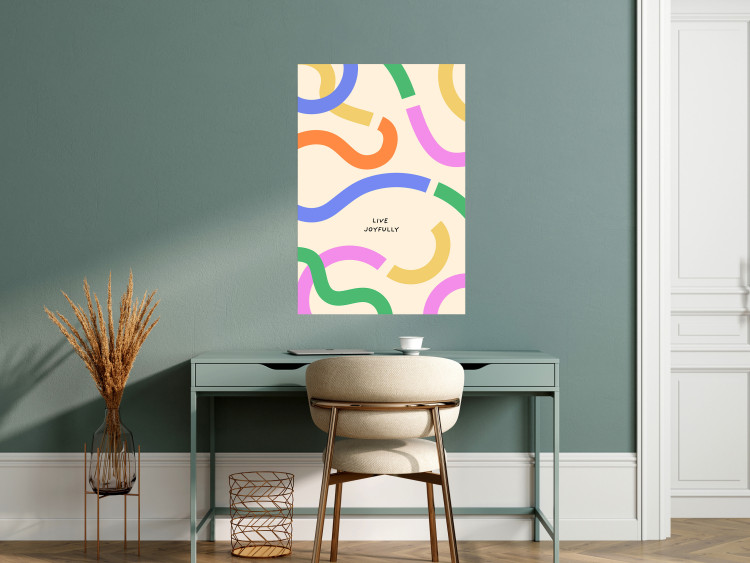 Wall Poster Abstract Shapes - Pastel Waves Scattered on a Beige Background 149892 additionalImage 10