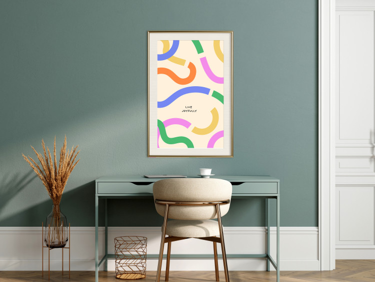 Wall Poster Abstract Shapes - Pastel Waves Scattered on a Beige Background 149892 additionalImage 20
