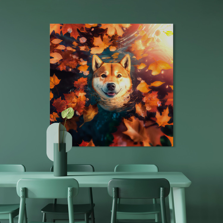 Canvas Print AI Shiba Dog - Portrait of a Friendly Animal in an Autumn Mood - Square 150292 additionalImage 9