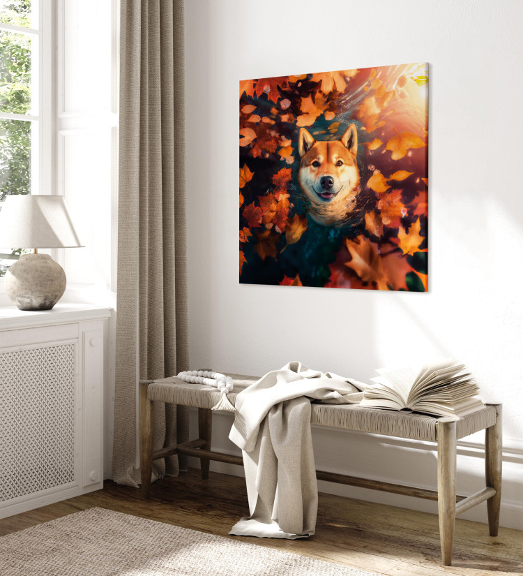 Canvas Print AI Shiba Dog - Portrait of a Friendly Animal in an Autumn Mood - Square 150292 additionalImage 10