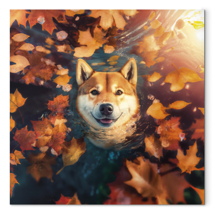 Canvas Print AI Shiba Dog - Portrait of a Friendly Animal in an Autumn Mood - Square 150292 additionalImage 7