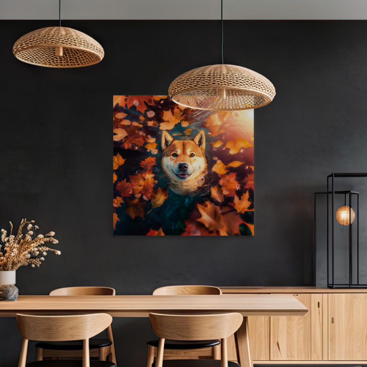Canvas Print AI Shiba Dog - Portrait of a Friendly Animal in an Autumn Mood - Square 150292 additionalImage 5