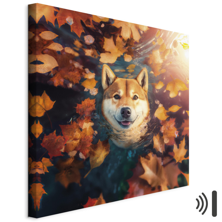 Canvas Print AI Shiba Dog - Portrait of a Friendly Animal in an Autumn Mood - Square 150292 additionalImage 8