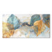Acrylic print Breath of Autumn - Yellow and Blue Leaves on an Abstract Background [Glass] 151792 additionalThumb 2