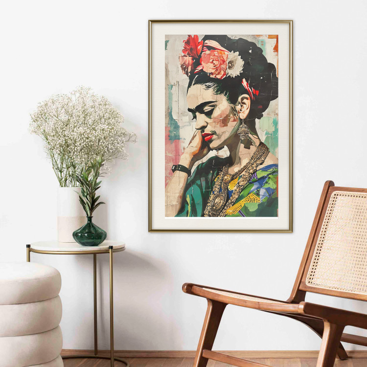 Poster Portrait in Profile - Frida Kahlo Against a Cracked Wall 152192 additionalImage 16