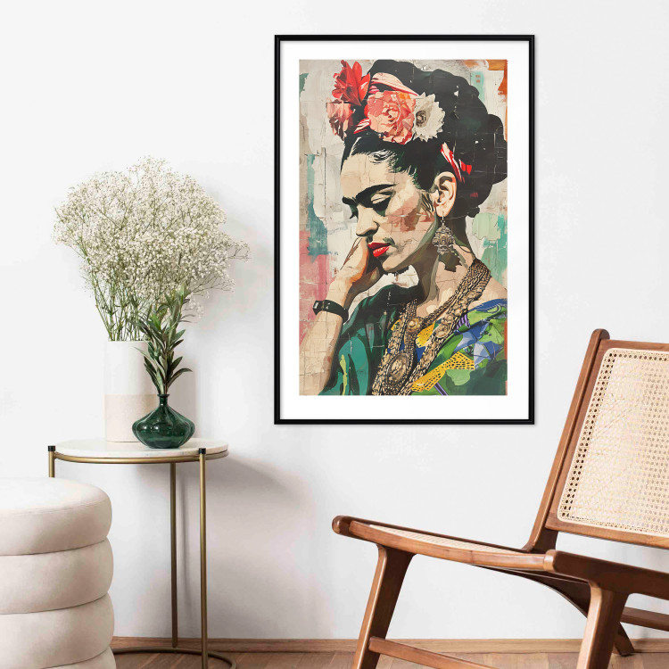 Poster Portrait in Profile - Frida Kahlo Against a Cracked Wall 152192 additionalImage 13