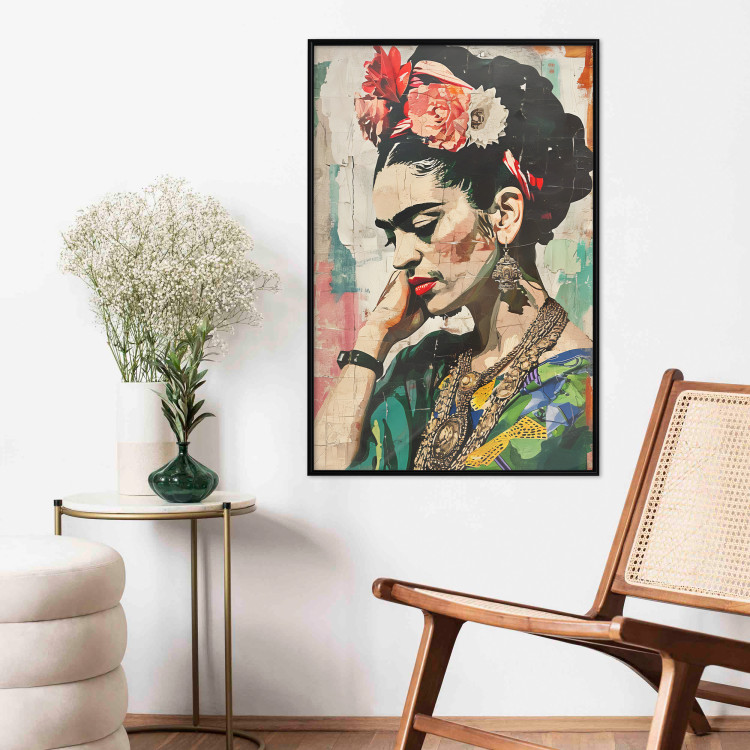 Poster Portrait in Profile - Frida Kahlo Against a Cracked Wall 152192 additionalImage 10