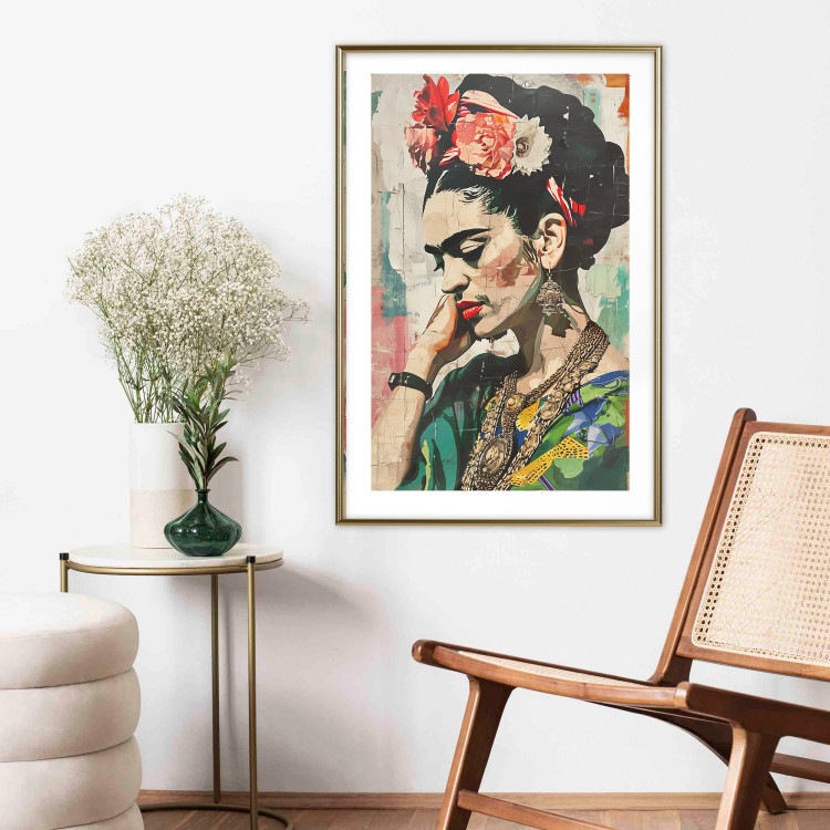 Poster Portrait in Profile - Frida Kahlo Against a Cracked Wall 152192 additionalImage 14